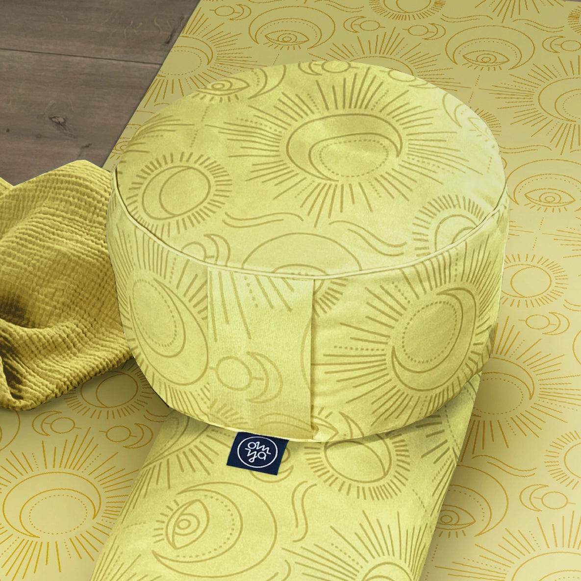 Coussin de yoga design - Rising Sun & Moon