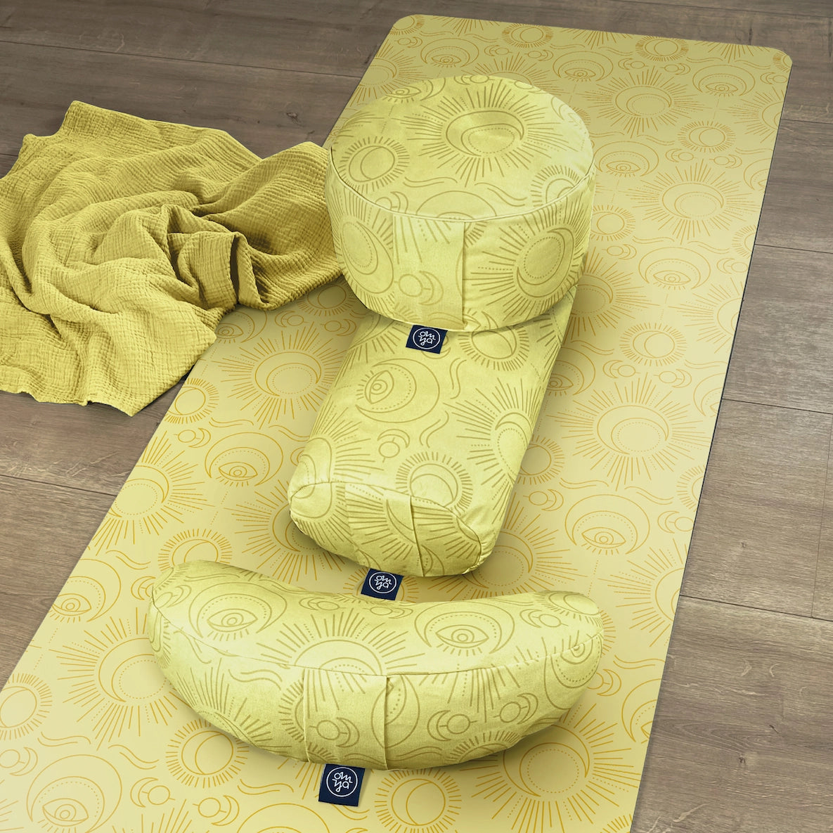 Coussin de yoga design - Rising Sun & Moon